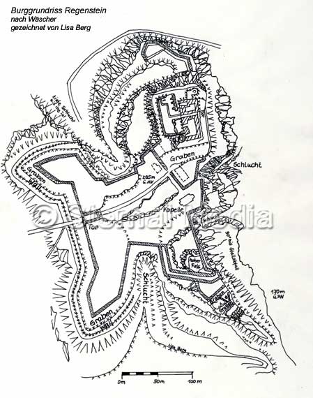 Grundrissdarstellung der Burgruine Regenstein bei Blankenburg
